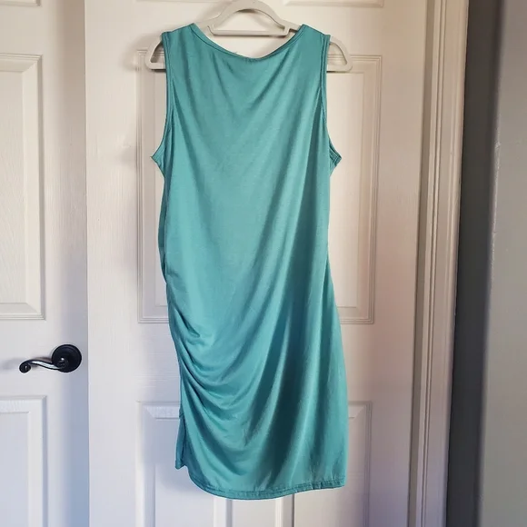 BTFBM T Shirt Midi Dress Pullover Sleeveless Rushed Knee Length Teal Size XL - Picture 4 of 9